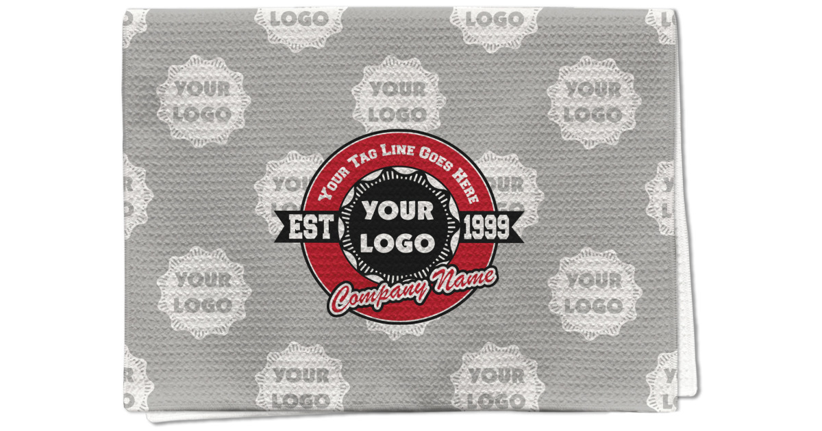 Custom Logo & Tag Line Kitchen Towel - Waffle Weave - Full Color Print ...