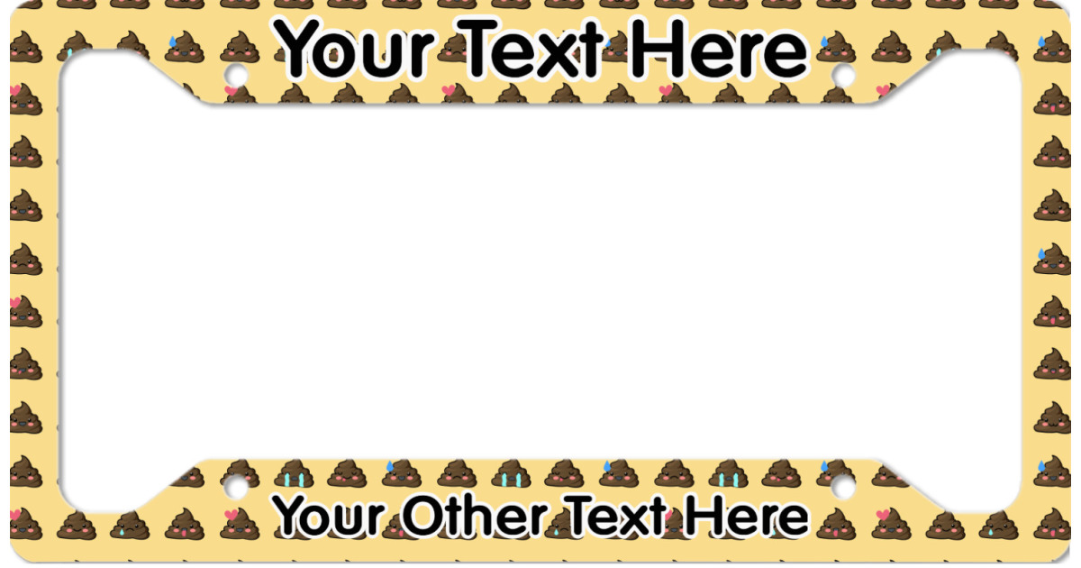 Custom Poop Emoji License Plate Frame - Style A (Personalized ...