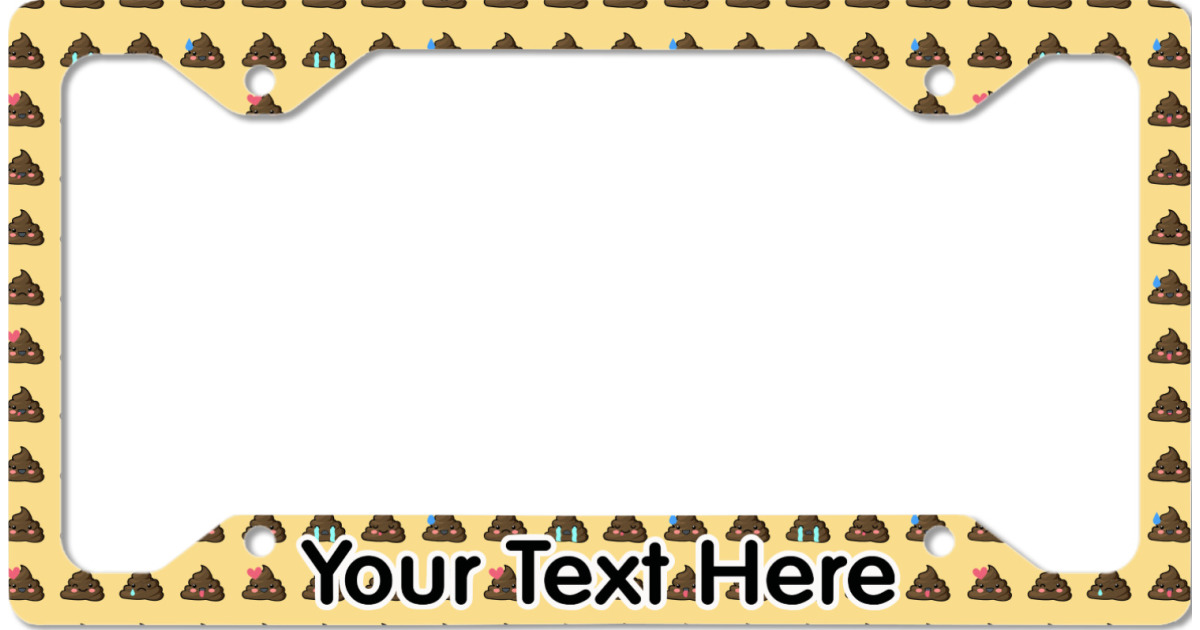 Custom Poop Emoji License Plate Frame - Style C (Personalized ...