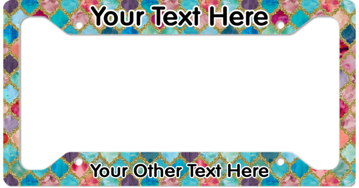 Custom Glitter Moroccan Watercolor License Plate Frame | YouCustomizeIt