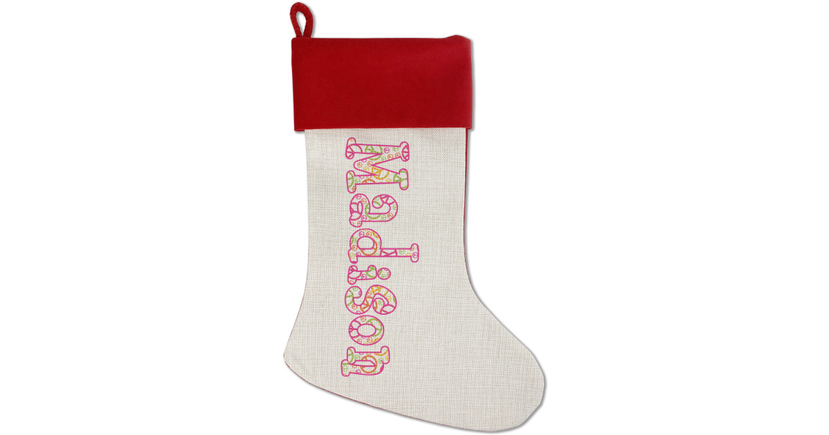Custom Peace Sign Red Linen Stocking (Personalized) | YouCustomizeIt