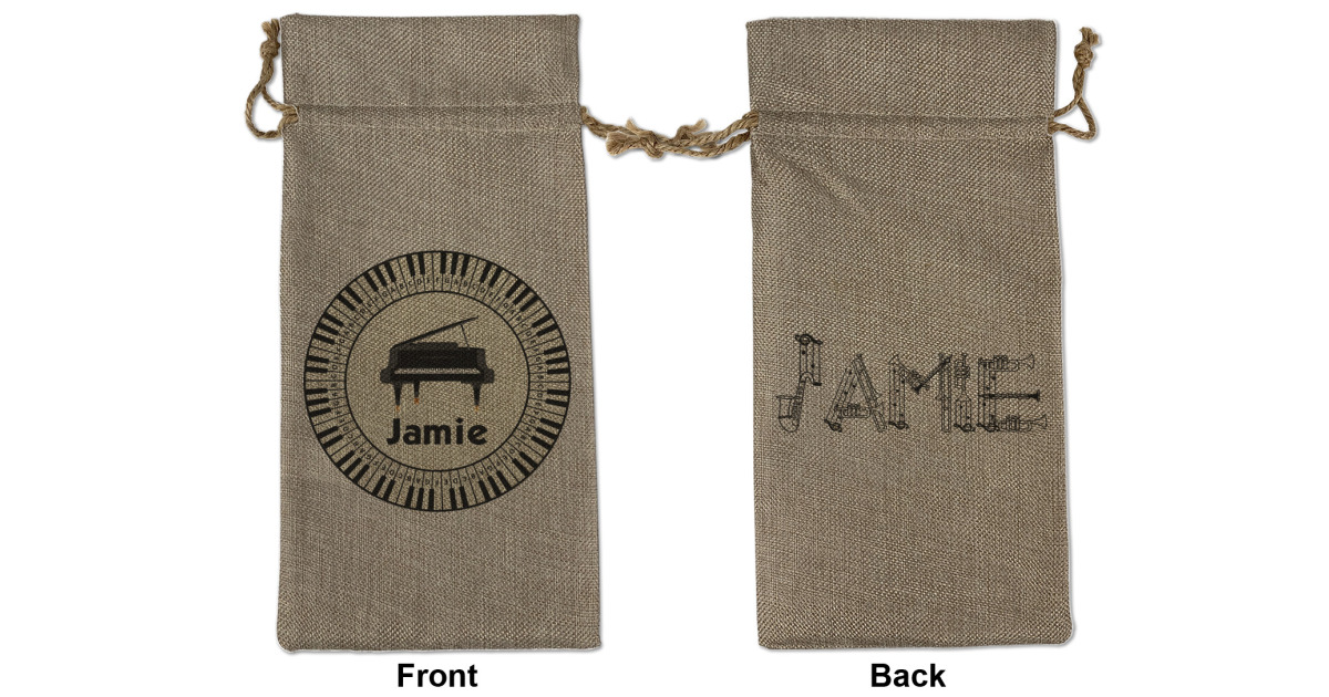 Custom Musical Instruments Large Burlap Gift Bag - Front & Back ...