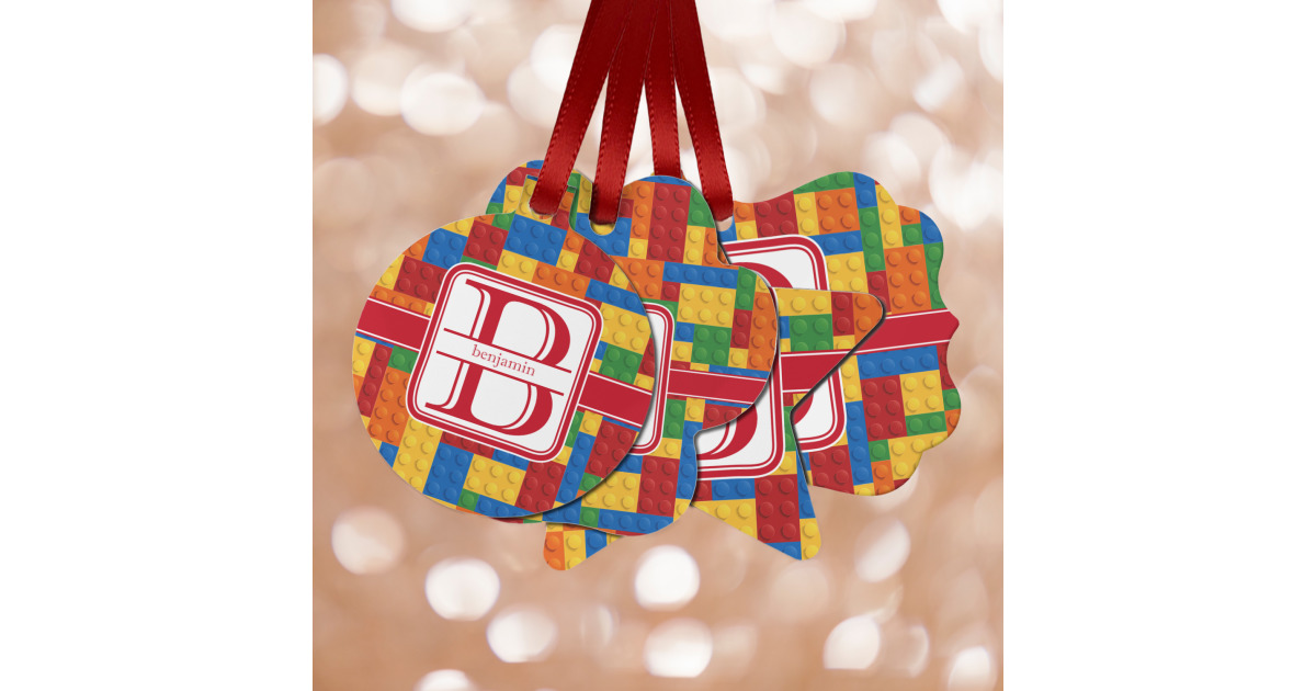Custom Building Blocks Metal Ornaments - Double Sided w/ Name and ...