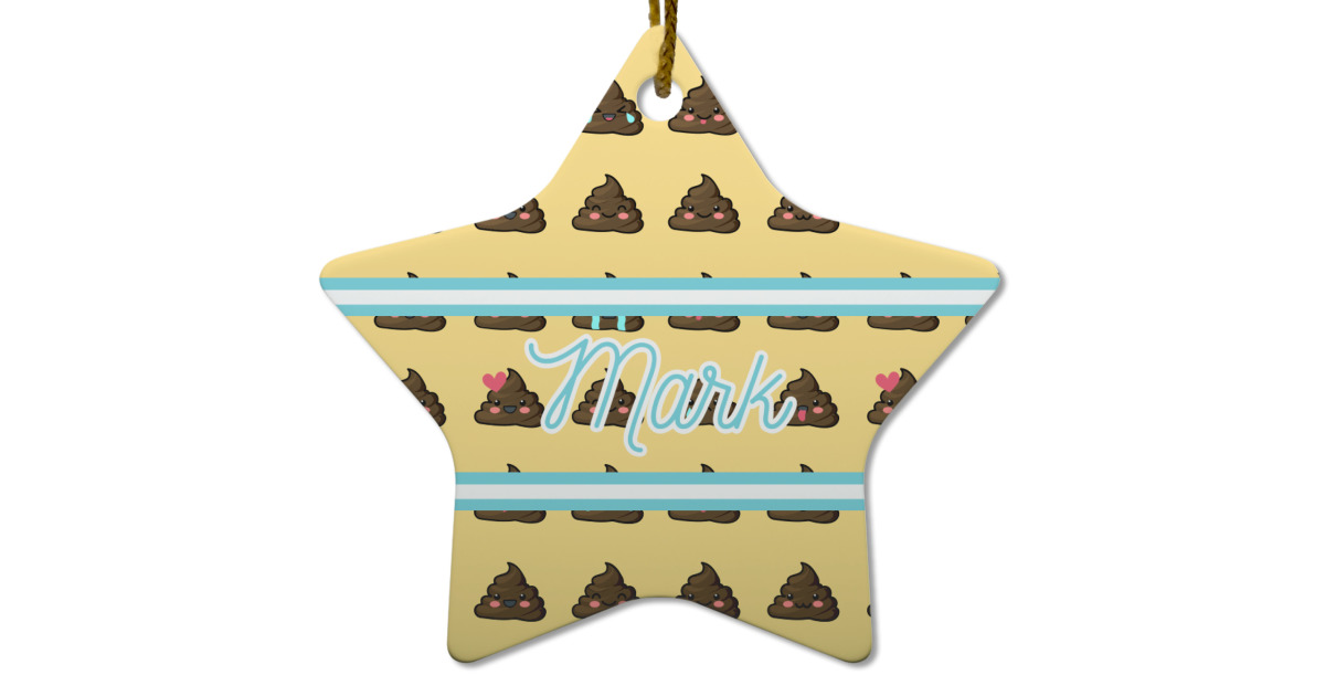 Custom Poop Emoji Star Ceramic Ornament w/ Name or Text | YouCustomizeIt