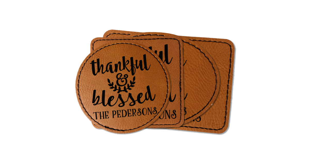 Custom Thankful & Blessed Faux Leather Iron On Patch (Personalized ...