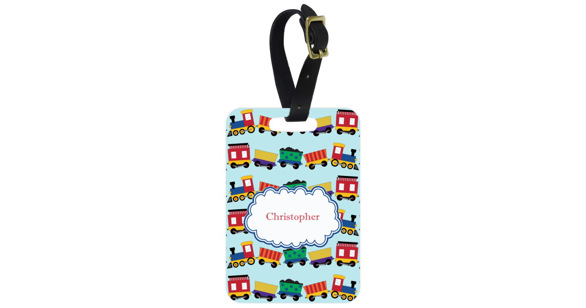 Custom Trains Metal Luggage Tag w/ Name or Text | YouCustomizeIt