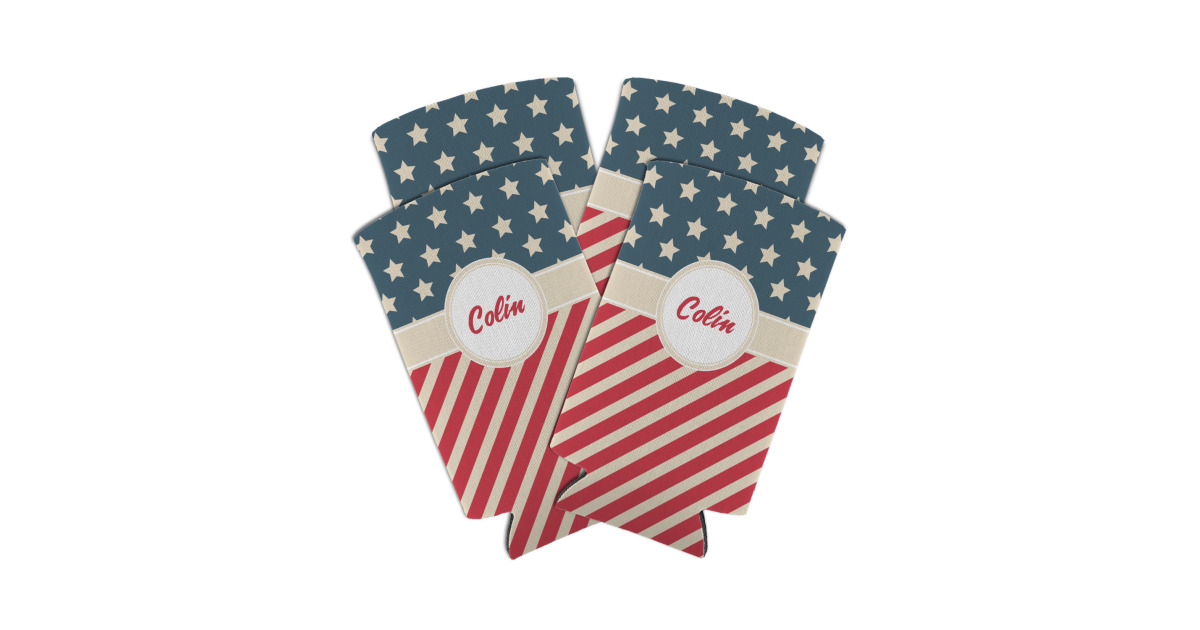 Custom Stars and Stripes Can Cooler (tall 12 oz) - Set of 4 ...
