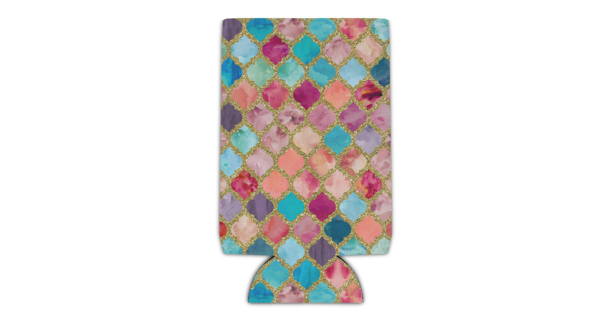 Custom Glitter Moroccan Watercolor Can Cooler | YouCustomizeIt