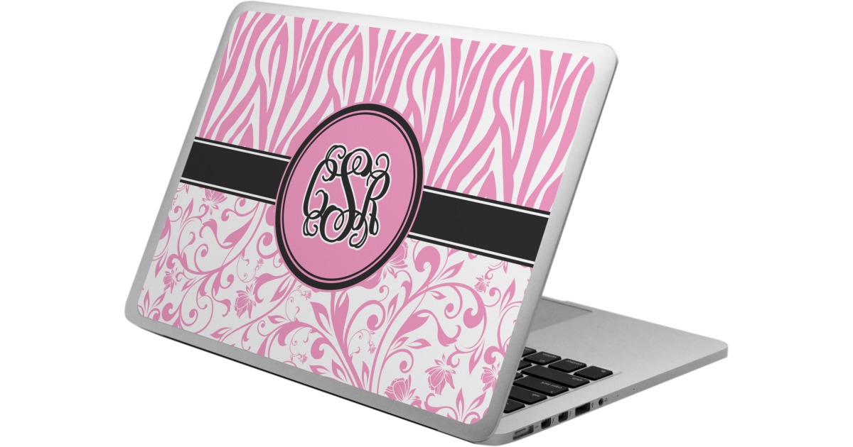 Custom Zebra & Floral Laptop Skin - Custom Sized w/ Monogram ...