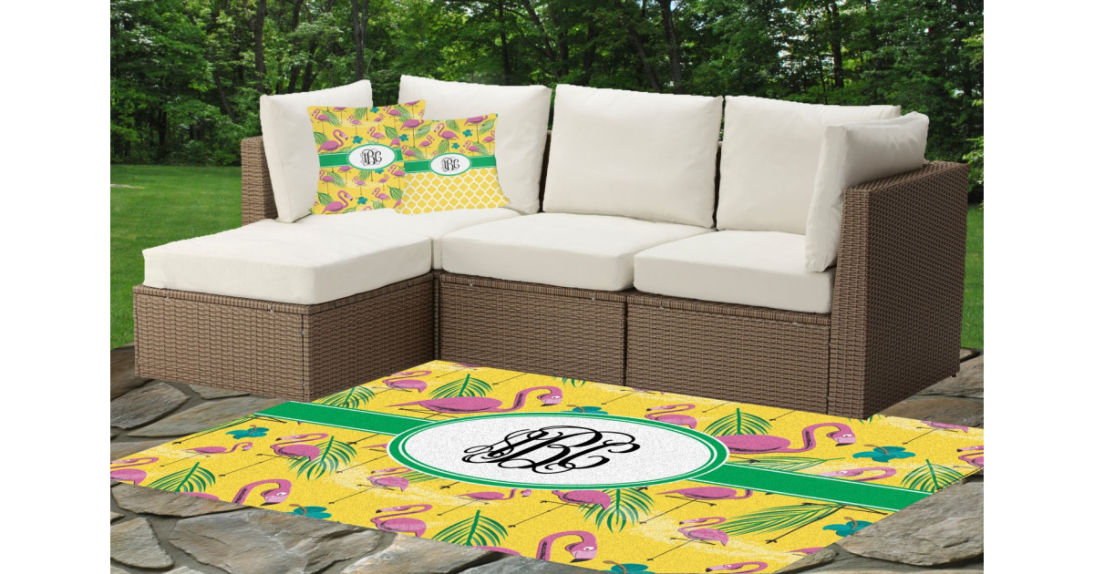 Custom Pink Flamingo Indoor / Outdoor Rug - Custom Size w/ Monogram ...