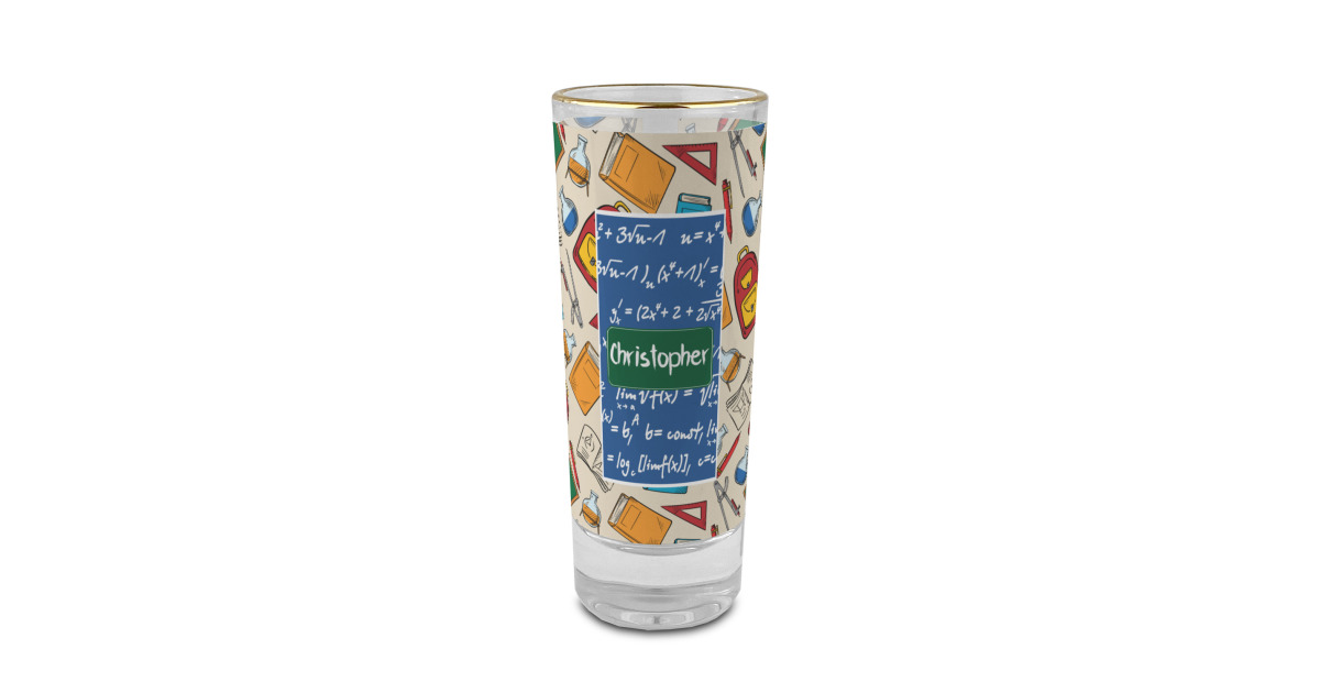 Custom Math Lesson 2 oz Shot Glass - Glass with Gold Rim (Personalized ...