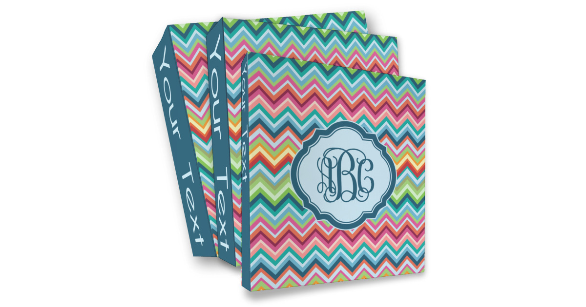 Custom Retro Chevron Monogram 3 Ring Binder - Full Wrap | YouCustomizeIt