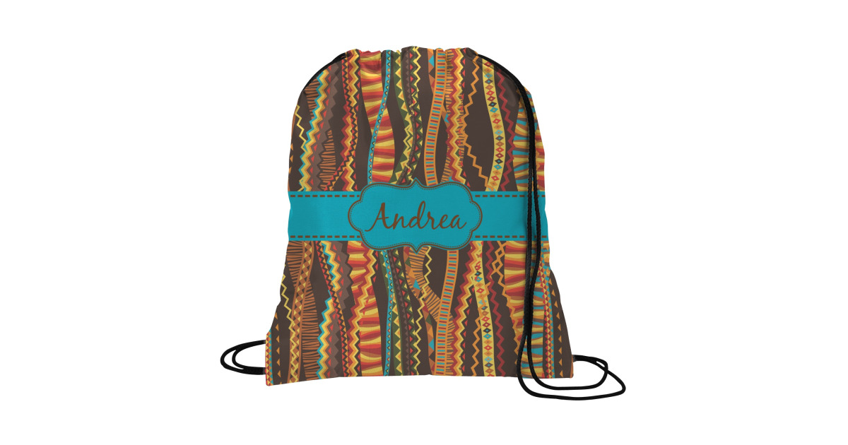 Custom Tribal Ribbons Drawstring Backpack - Medium (Personalized ...