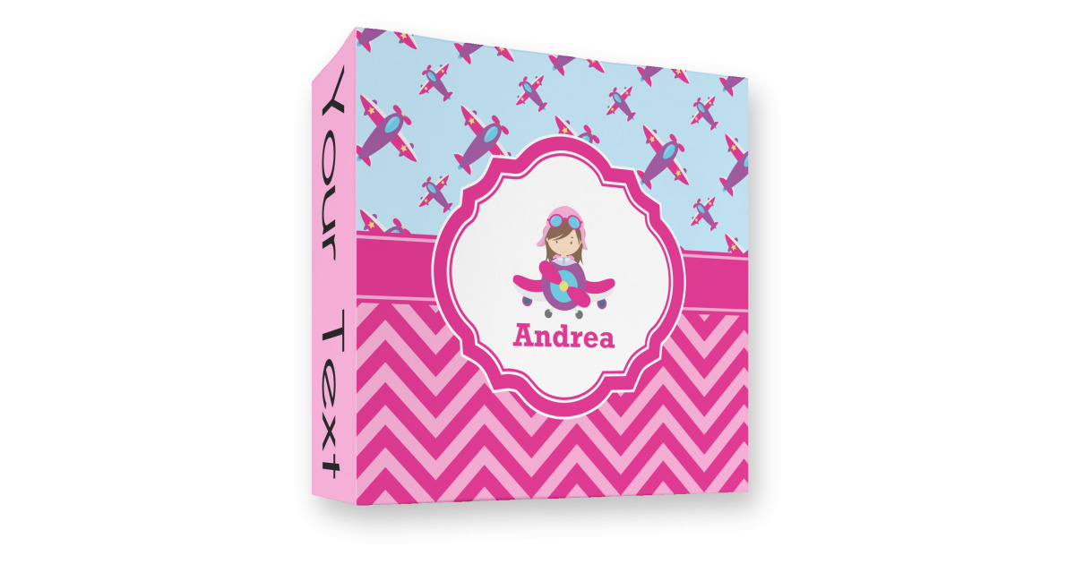 Custom Airplane Theme - for Girls 3 Ring Binder - Full Wrap - 3 ...
