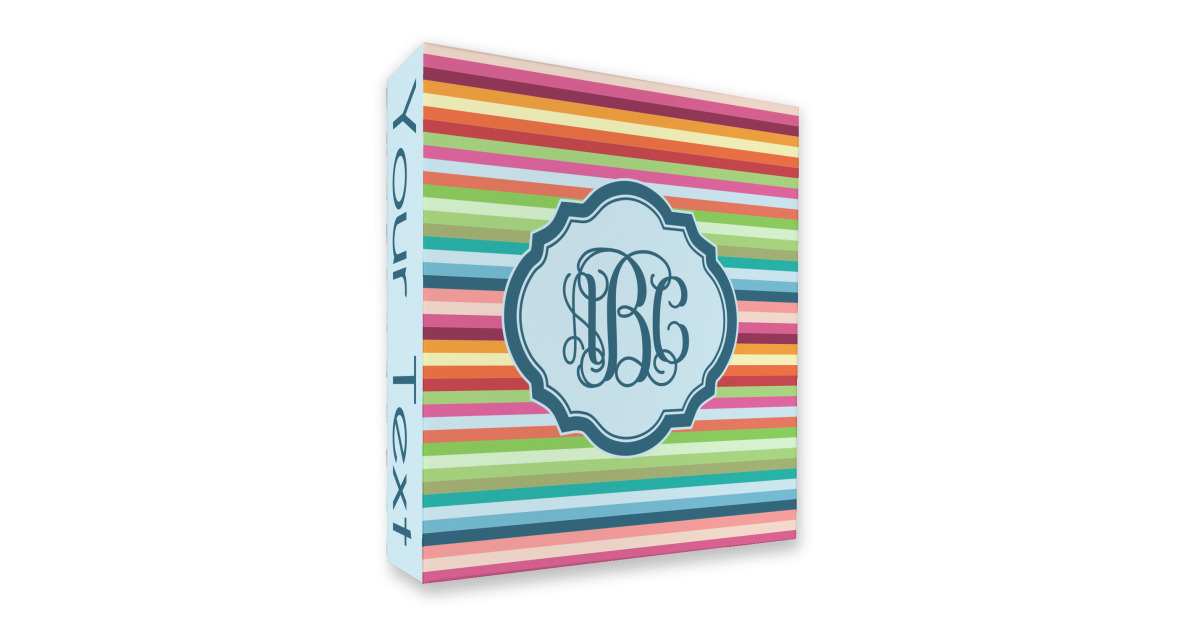 Custom Retro Horizontal Stripes 3 Ring Binder - Full Wrap - 2 ...