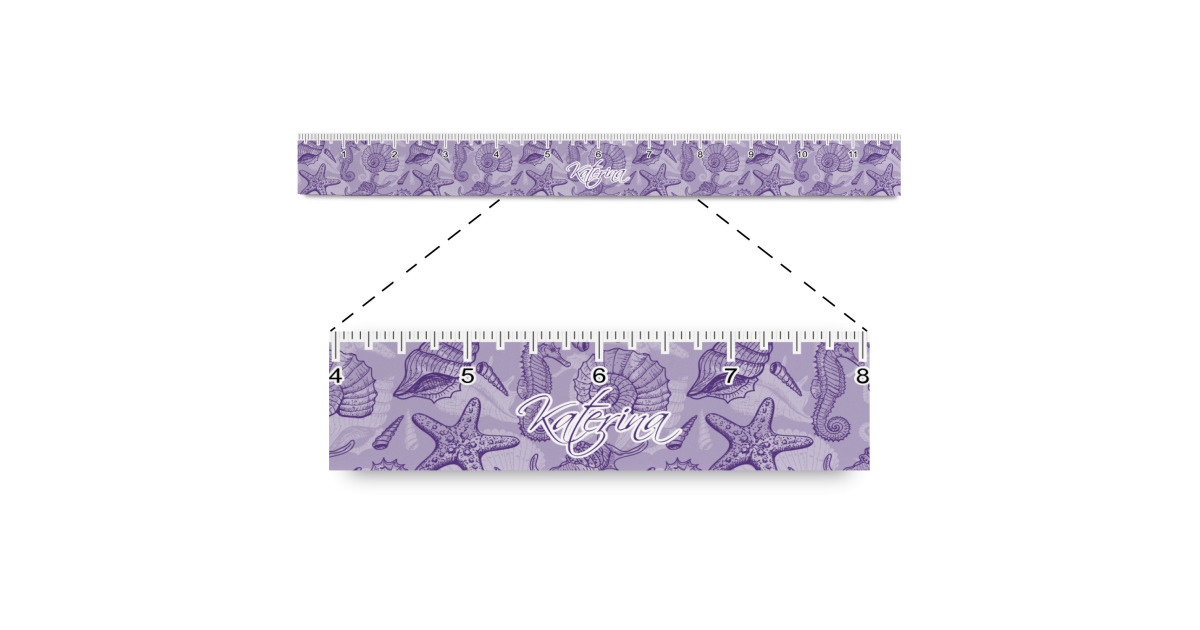 Custom Sea Shells Plastic Ruler - 12