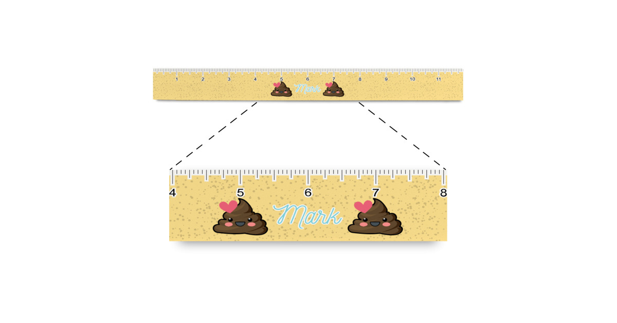 Custom Poop Emoji Plastic Ruler - 12