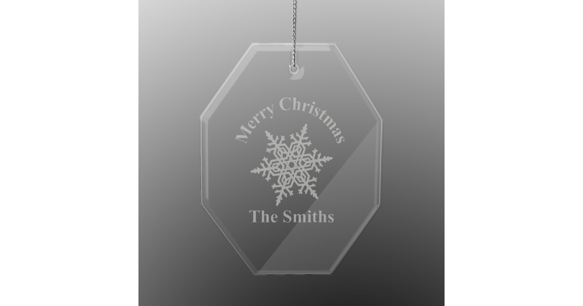 Custom Snowflakes Engraved Glass Ornament - Octagon (Personalized ...