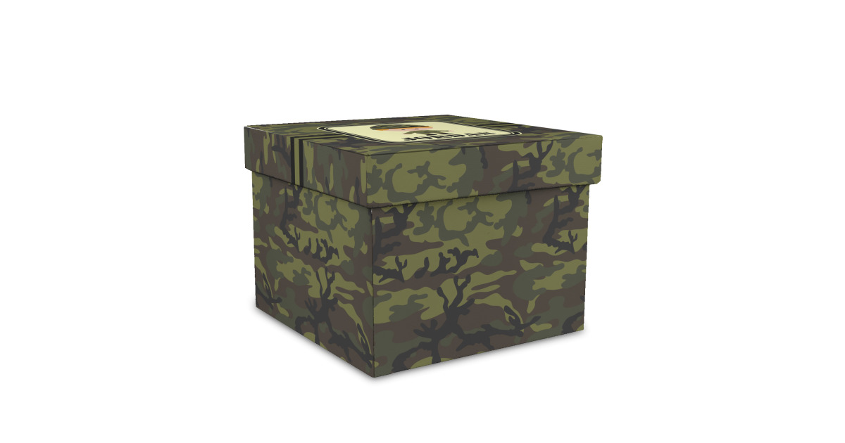 Custom Green Camo Gift Box with Lid - Canvas Wrapped - Medium ...