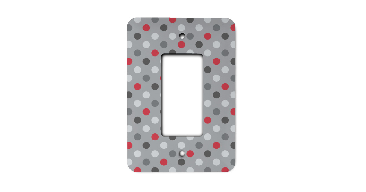 Custom Red & Gray Polka Dots Rocker Style Light Switch Cover - Single ...