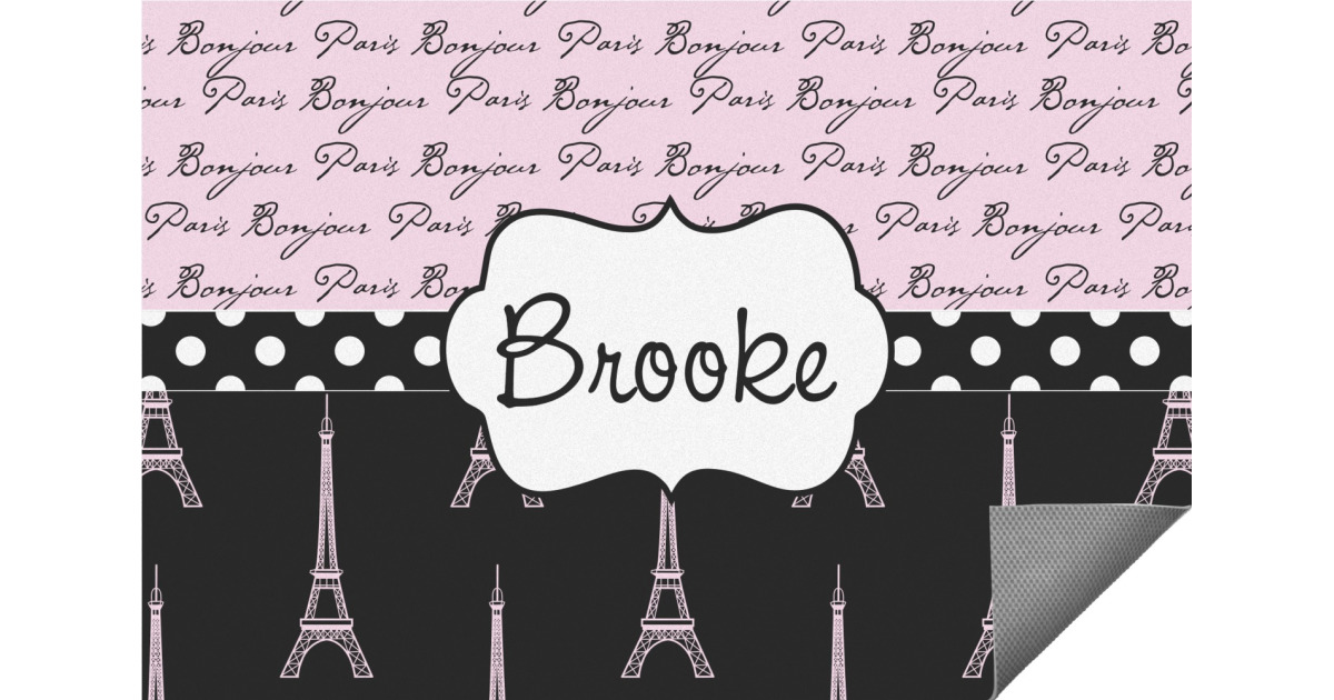 Custom Paris Bonjour and Eiffel Tower Indoor / Outdoor Rug ...