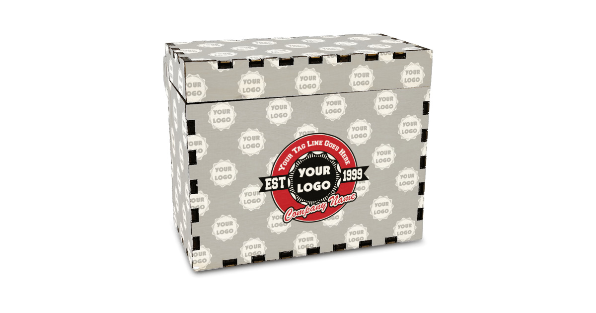 Custom Logo & Tag Line Wood Recipe Box - Full Color Print w/ Logos ...