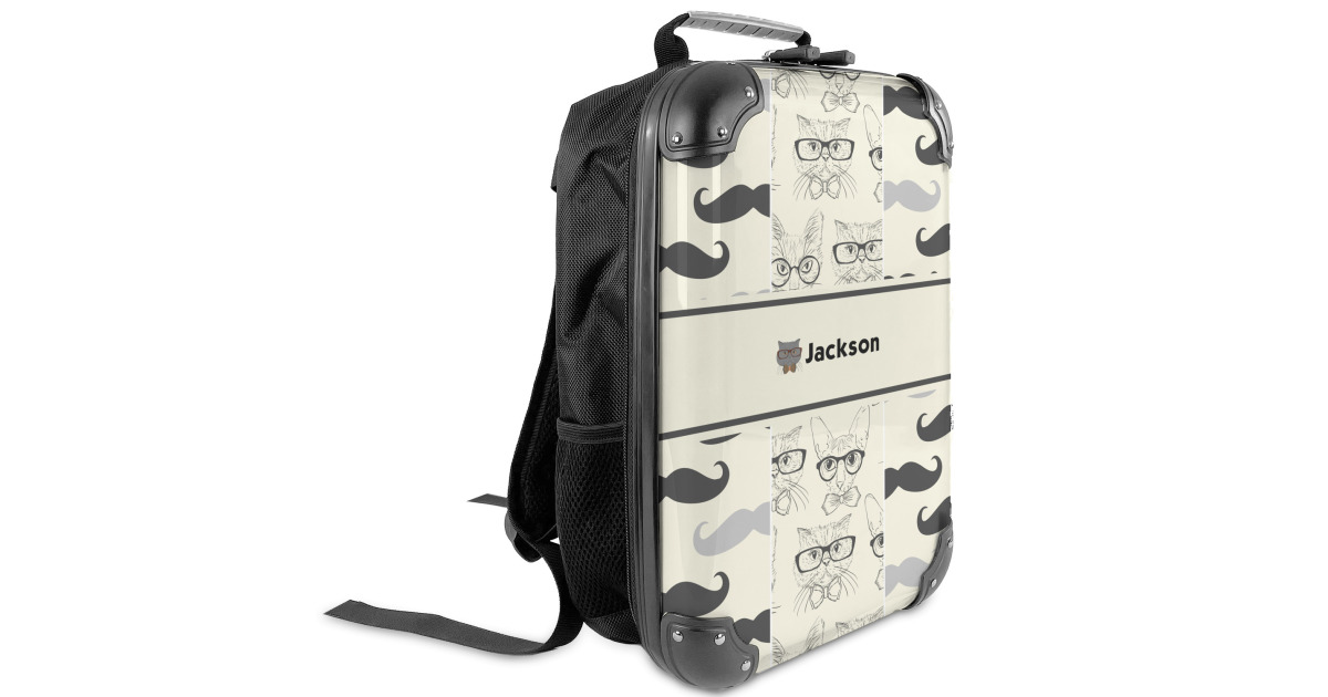 Custom Hipster Cats & Mustache Kids Hard Shell Backpack (Personalized ...