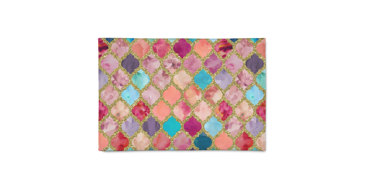 Custom Glitter Moroccan Watercolor Patio Rug | YouCustomizeIt