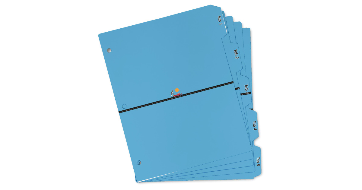 Custom Race Car Binder Tab Divider - Set of 5 (Personalized ...