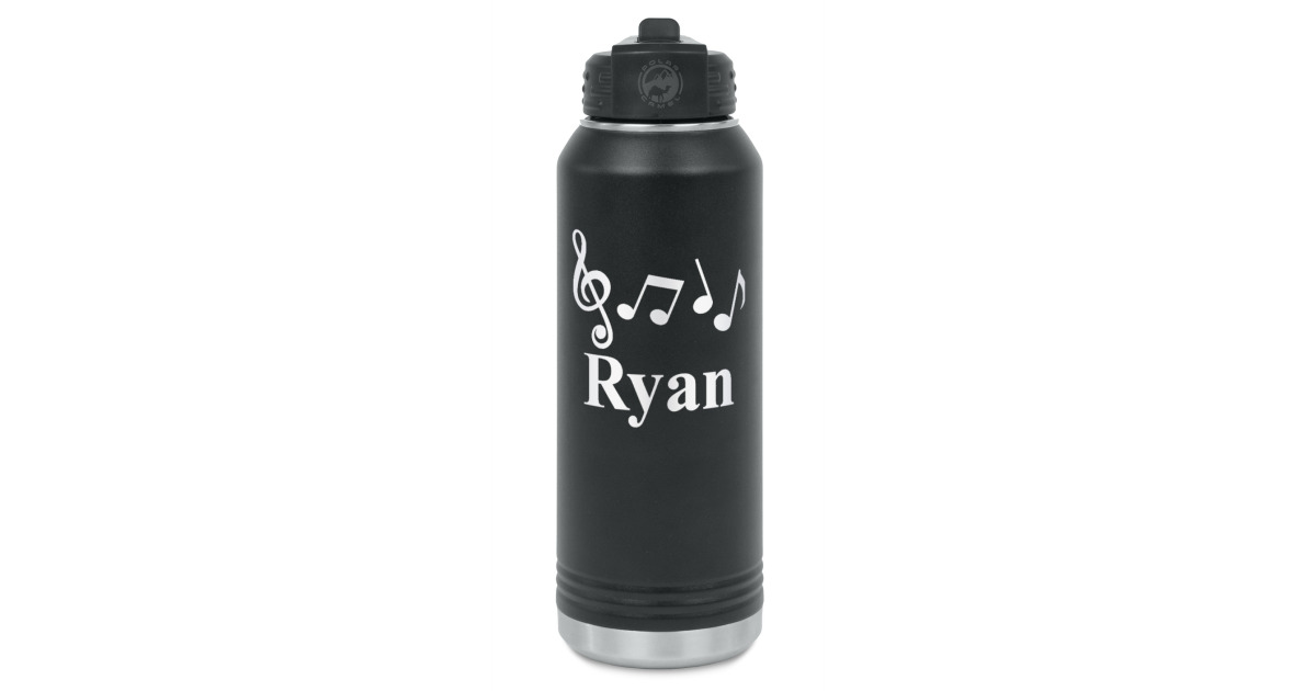 Custom Musical Notes Water Bottles - Laser Engraved - Front & Back ...