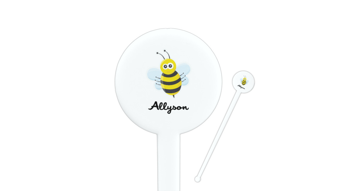 Custom Honeycomb, Bees & Polka Dots Round Plastic Stir Sticks ...