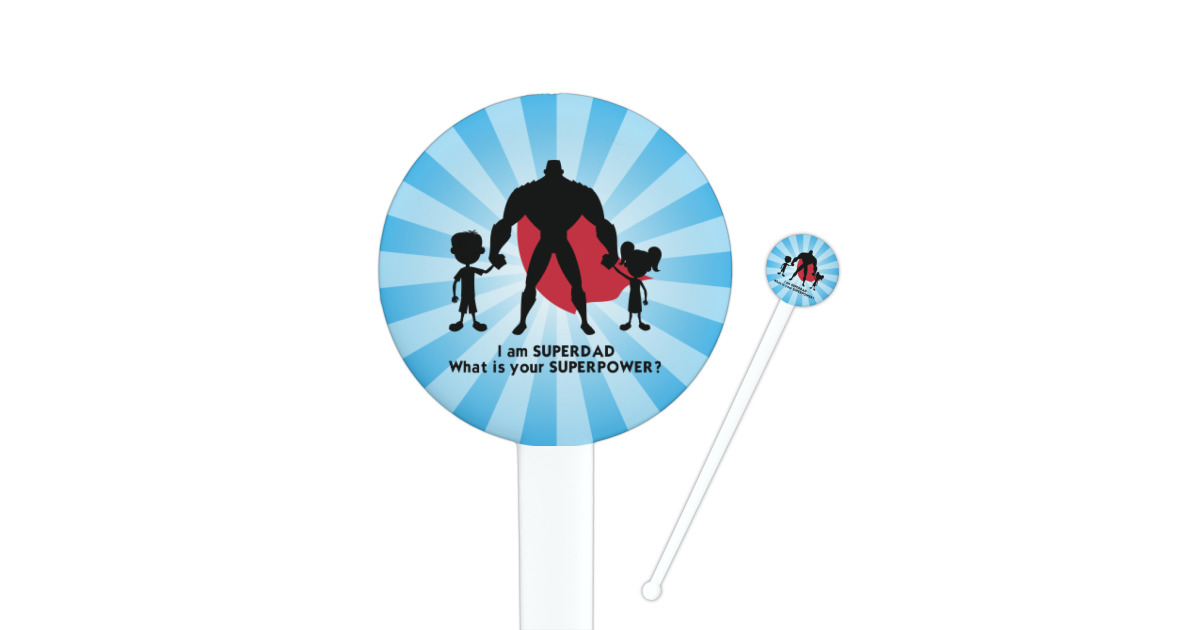 Custom Super Dad Round Plastic Stir Sticks | YouCustomizeIt