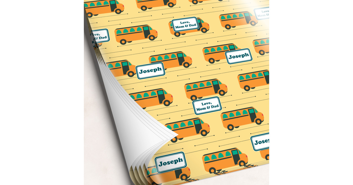Custom School Bus Wrapping Paper Sheets (Personalized) | YouCustomizeIt