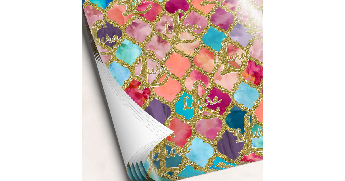 Custom Glitter Moroccan Watercolor Wrapping Paper Sheets | YouCustomizeIt