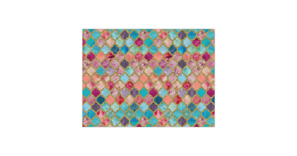 Custom Glitter Moroccan Watercolor Tissue Paper Sheets | YouCustomizeIt