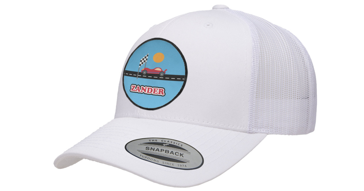 Custom Race Car Trucker Hat - White (Personalized) | YouCustomizeIt