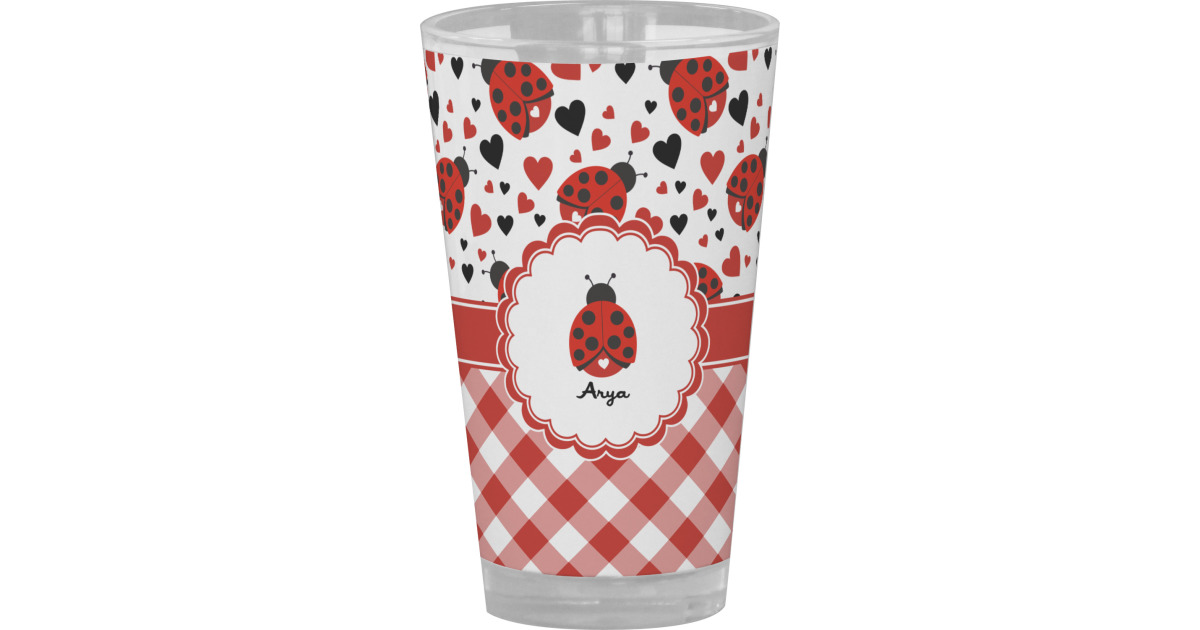 Custom Ladybugs & Gingham Pint Glass - Full Color (Personalized ...
