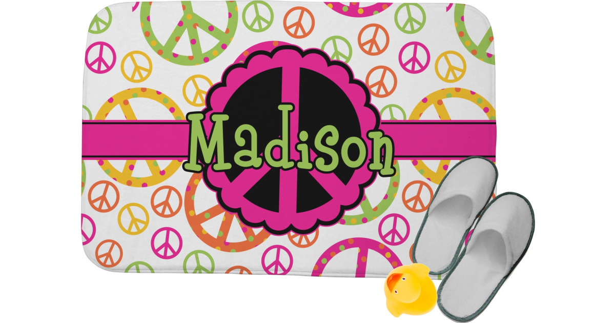 Custom Peace Sign Memory Foam Bath Mat (Personalized) | YouCustomizeIt