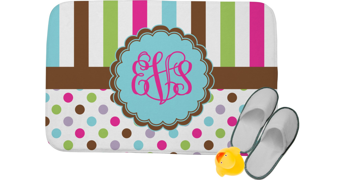 Custom Stripes & Dots Memory Foam Bath Mat (Personalized) | YouCustomizeIt