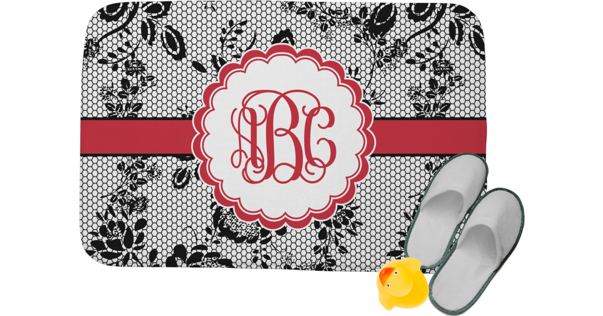 Custom Black Lace Memory Foam Bath Mat (Personalized) | YouCustomizeIt