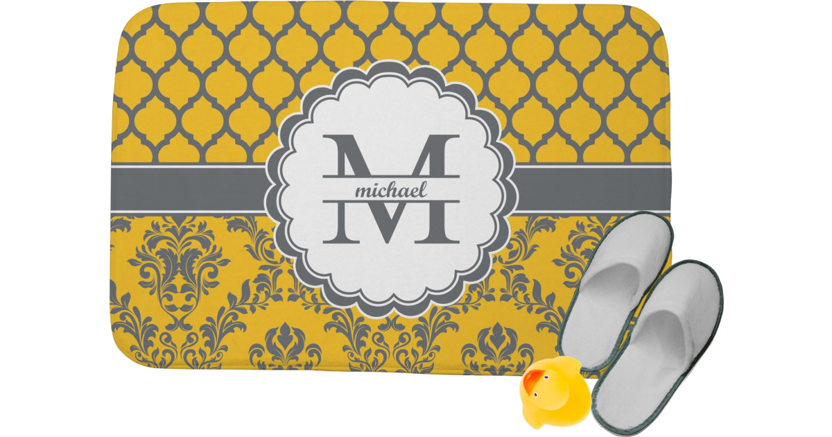 Custom Damask & Moroccan Memory Foam Bath Mat - 24"x17" (Personalized ...
