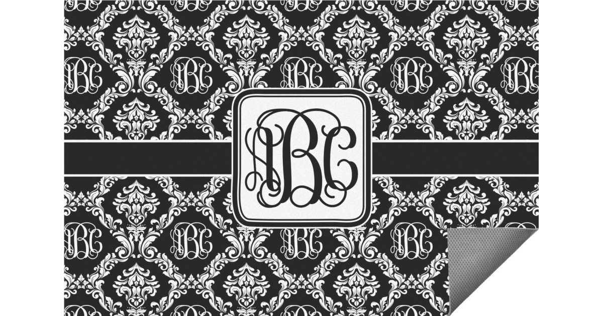 Custom Monogrammed Damask Indoor / Outdoor Rug - 8'x10' (Personalized ...