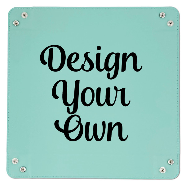 Custom Design - 9" x 9" Teal Leatherette Snap Up Tray - APPROVAL