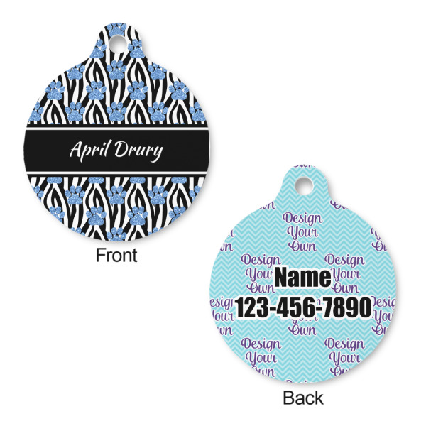 Custom Design - Round Pet ID Tag - Large - Front & Back View