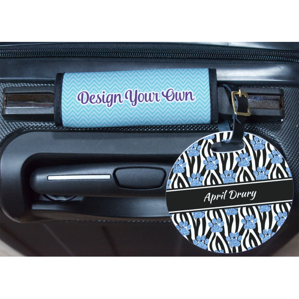 Custom Design - Round Luggage Tag & Handle Wrap - In Context