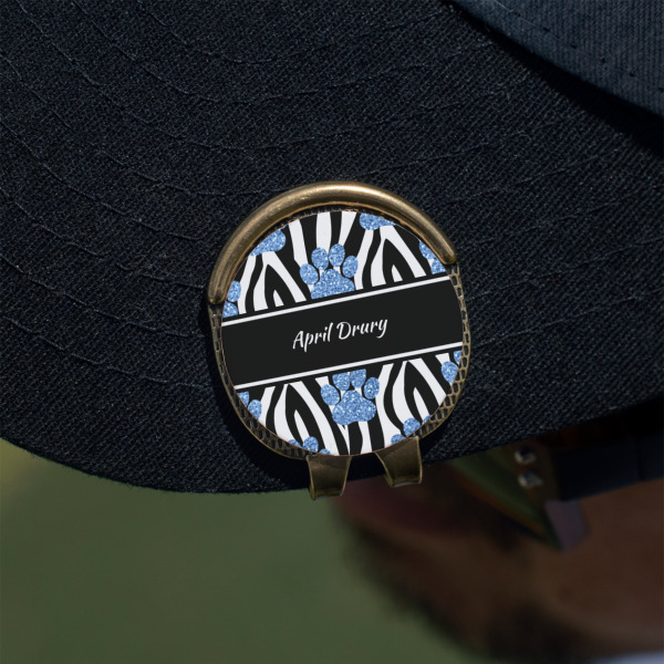 Custom Design - Golf Ball Marker Hat Clip - Gold - On Hat