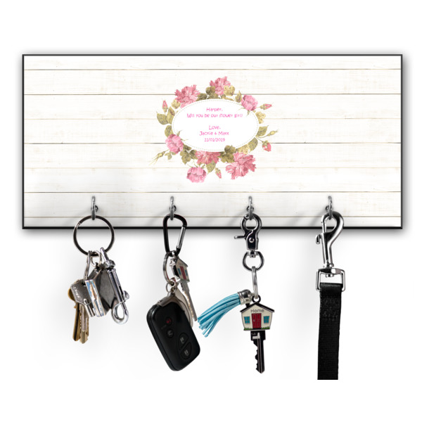 Custom Farm House Key Hanger w/ 4 Hooks w/ Name or Text
