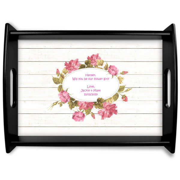 Custom Farm House Black Wooden Tray - Large (Personalized)