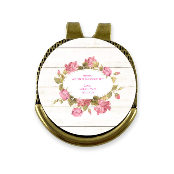 Custom Design - Golf Ball Marker Hat Clip Gold - Front