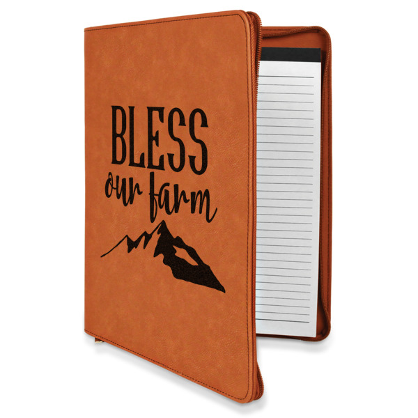 Custom Farm House Leatherette Zipper Portfolio with Notepad